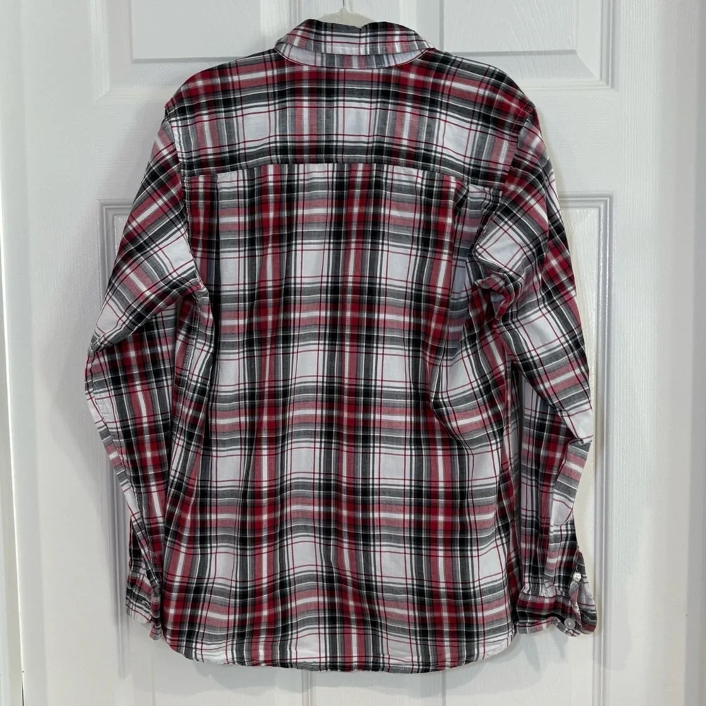 The Children's Place Plaid Long Sleeve Button Down Holiday Boys Shirt Sz L 10/12